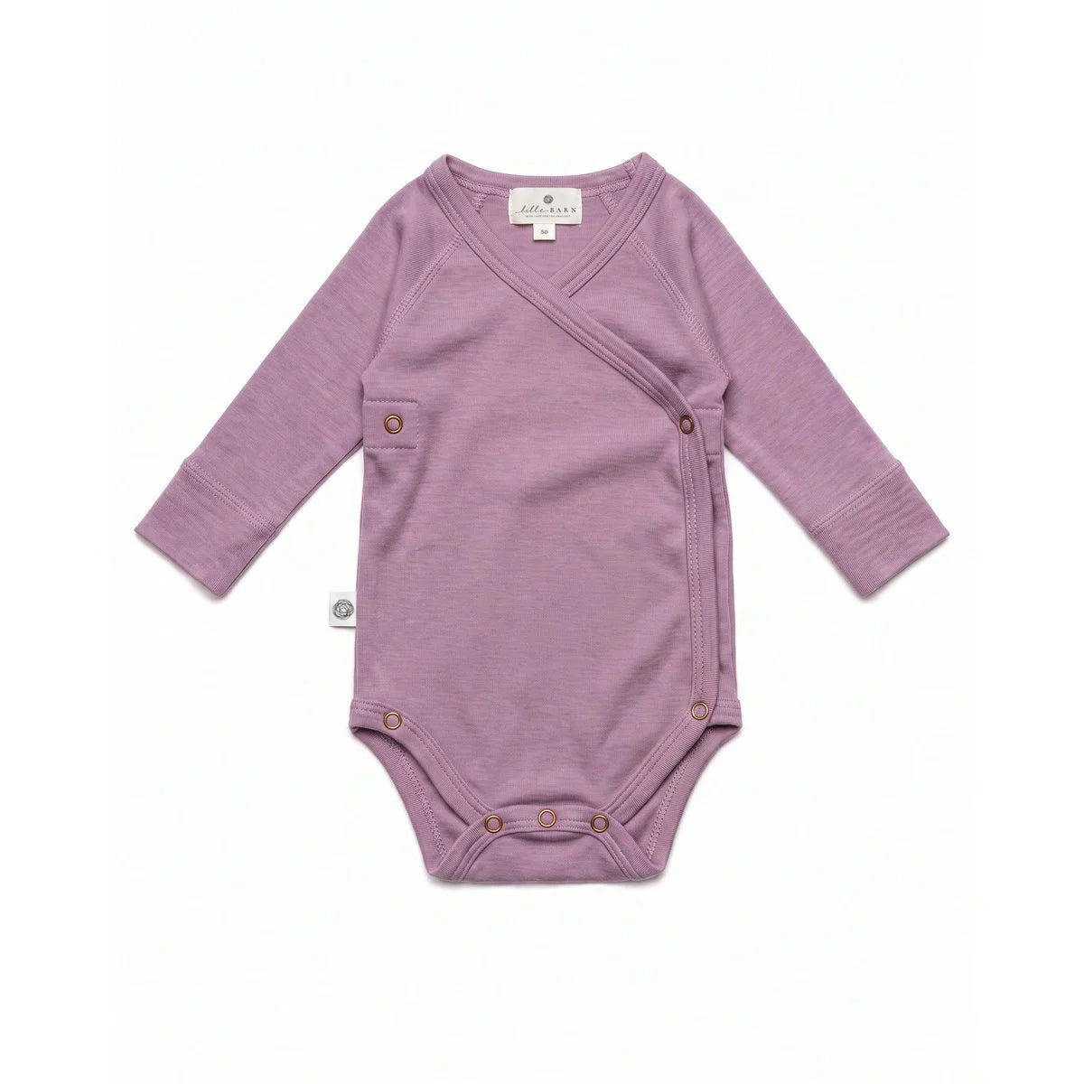 Wollen Overslagromper lange mouw – Merinowol – Lavender Mist